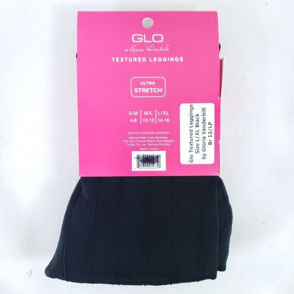 Glo Textured Leggings Size L/XL Black by Gloria Vanderbilt - Picture 3 of 6